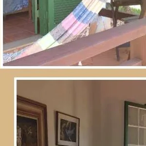 Chalé 4 com cama e porta para a varanda